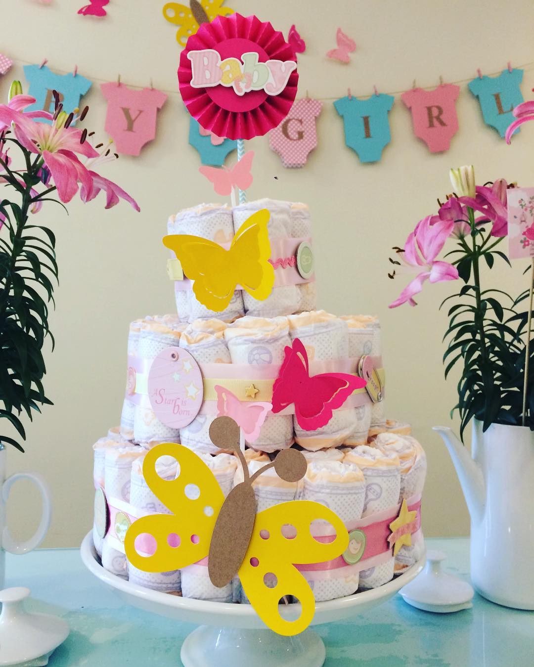 Pastel de pañales: el elemento que falta para decorar tu baby shower